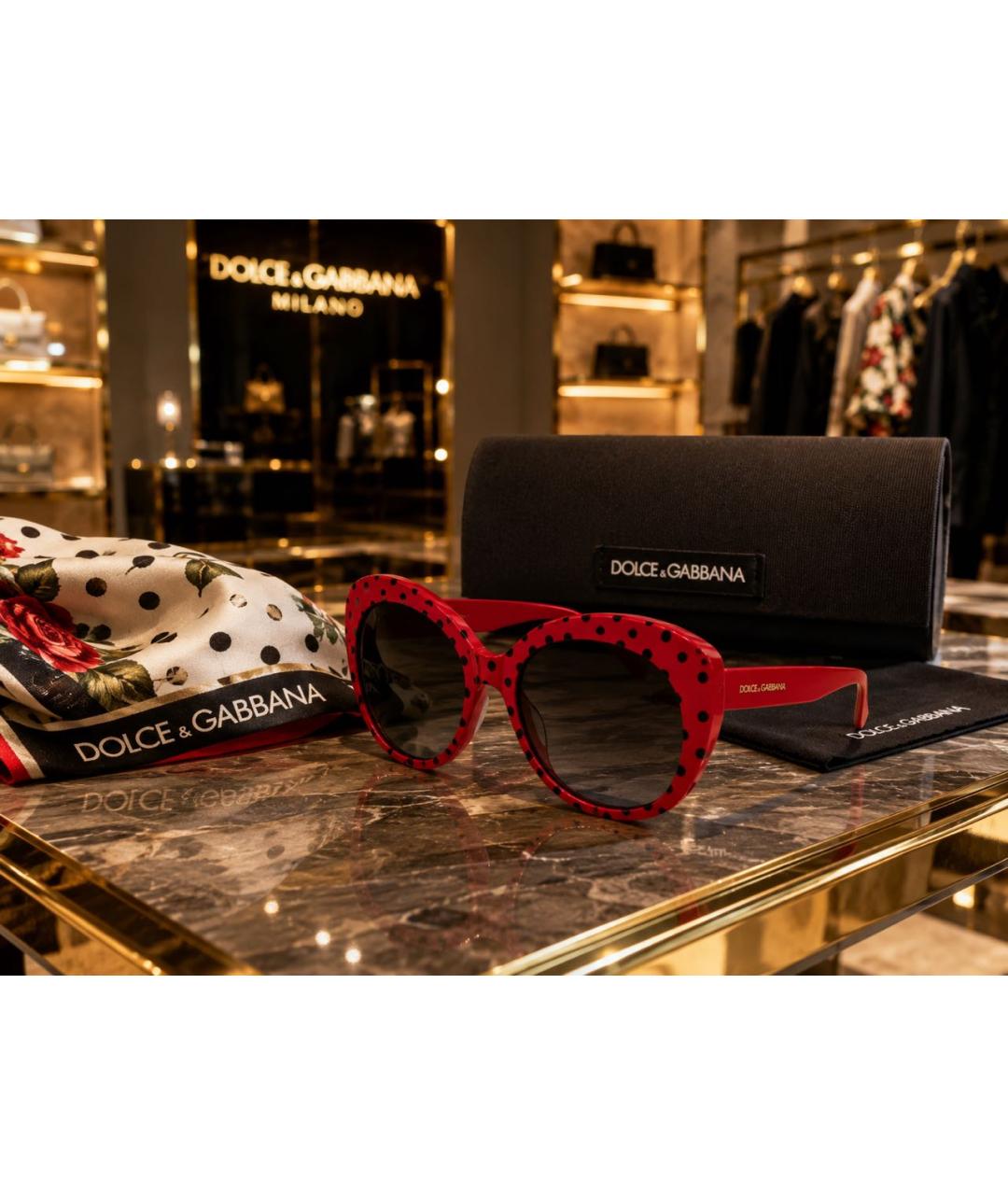 DOLCE&GABBANA Красные пластиковые солнцезащитные очки, фото 5