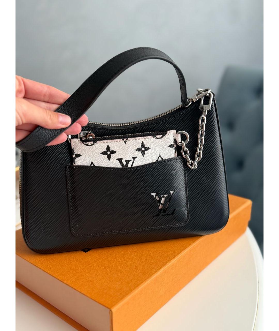 LOUIS VUITTON Черная кожаная сумка через плечо, фото 7