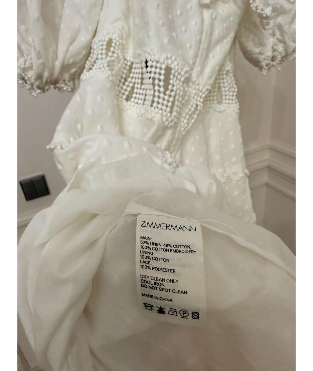 ZIMMERMANN Белое хлопковое повседневное платье, фото 6