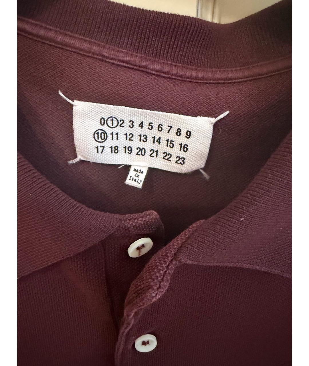 MAISON MARGIELA Бордовая хлопковая футболка, фото 3