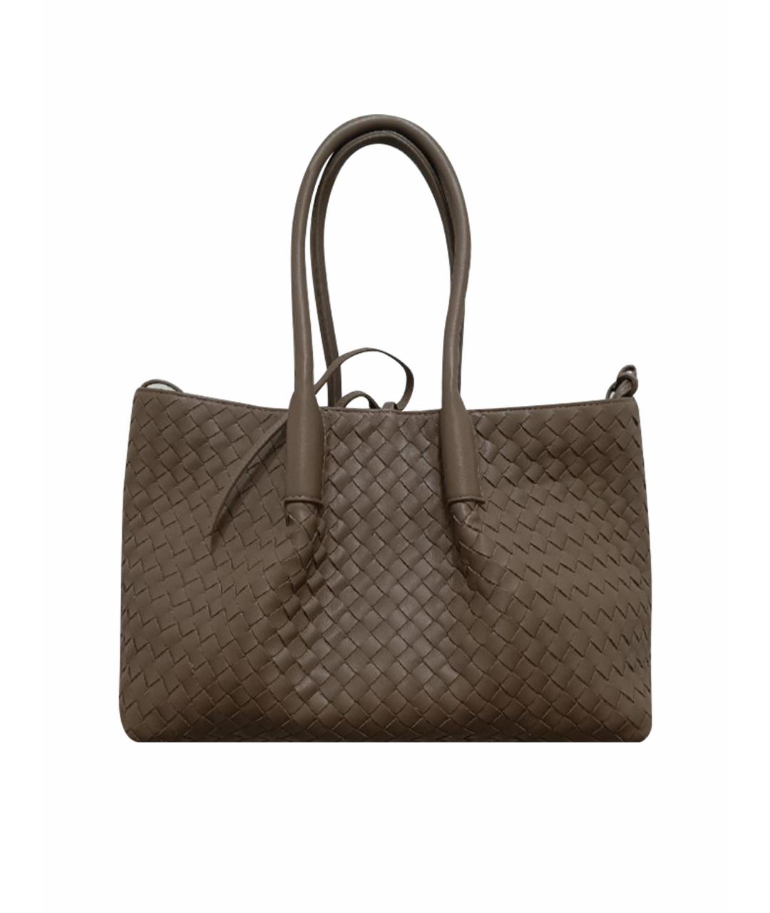 BOTTEGA VENETA Коричневая кожаная сумка с короткими ручками, фото 1