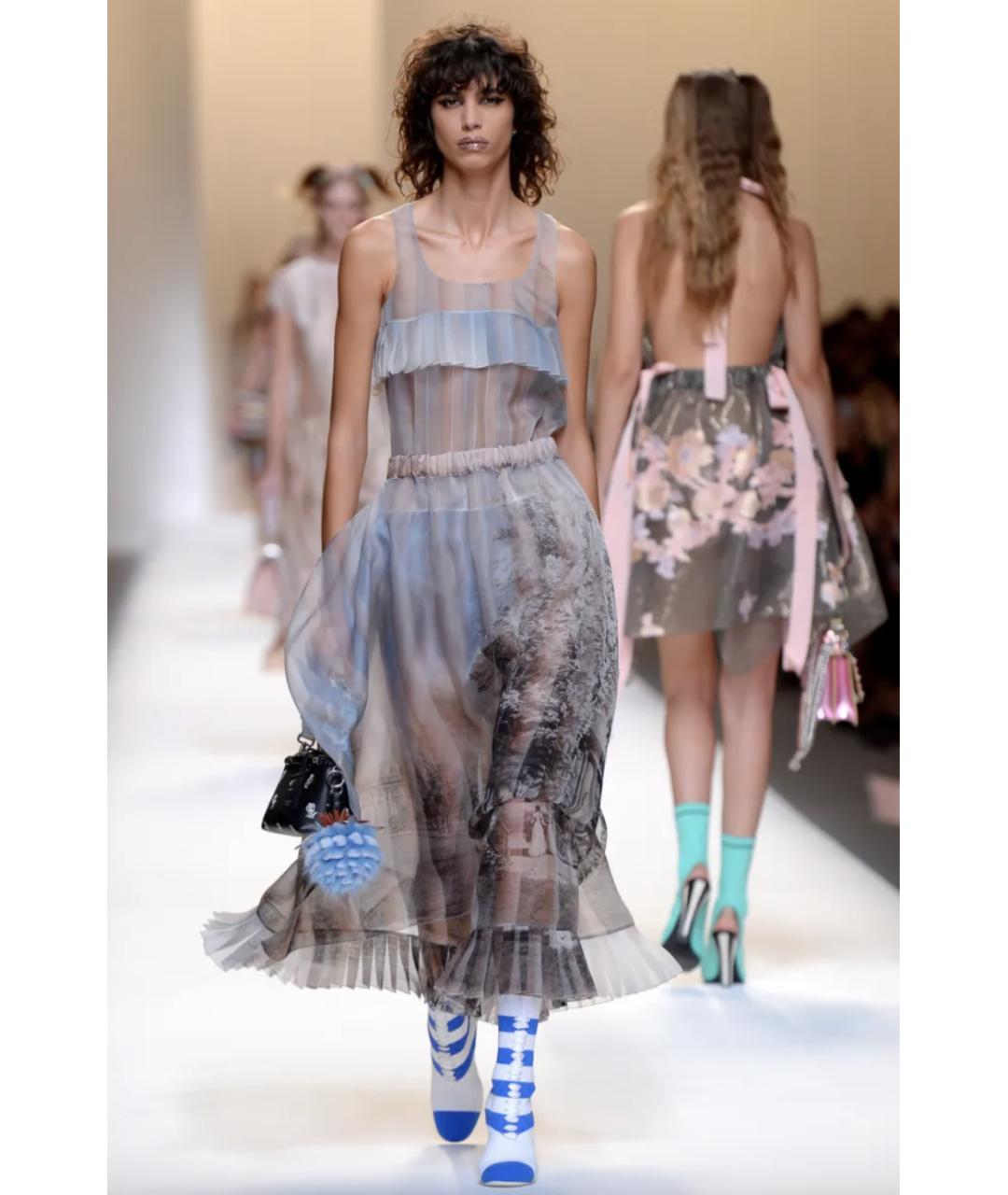 FENDI Розовое шелковое вечернее платье, фото 4