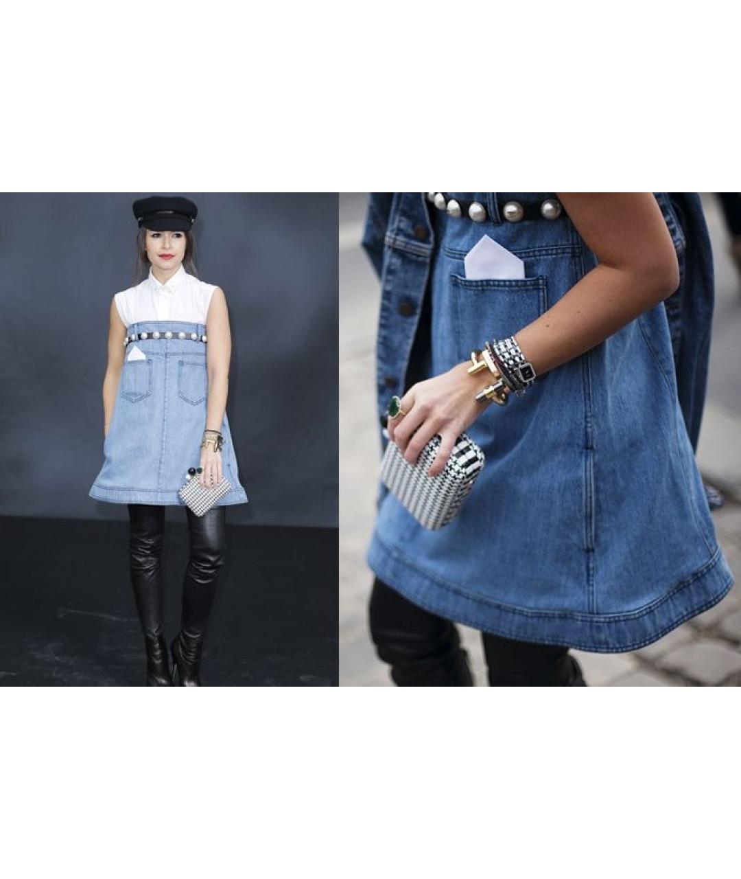 CHANEL Голубое хлопковое коктейльное платье, фото 7