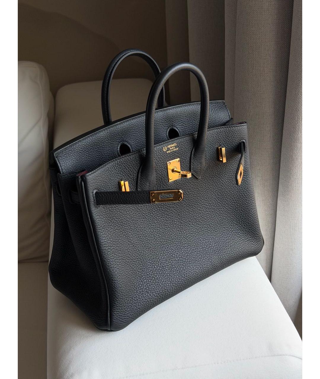 HERMES Черная кожаная сумка с короткими ручками, фото 5