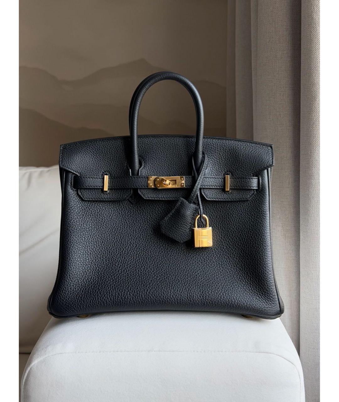 HERMES Черная кожаная сумка с короткими ручками, фото 7