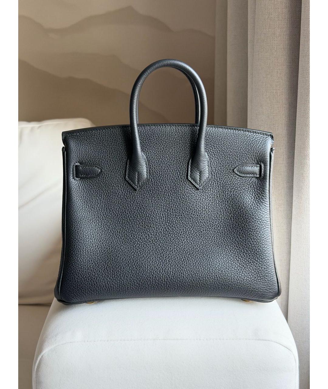 HERMES Черная кожаная сумка с короткими ручками, фото 4