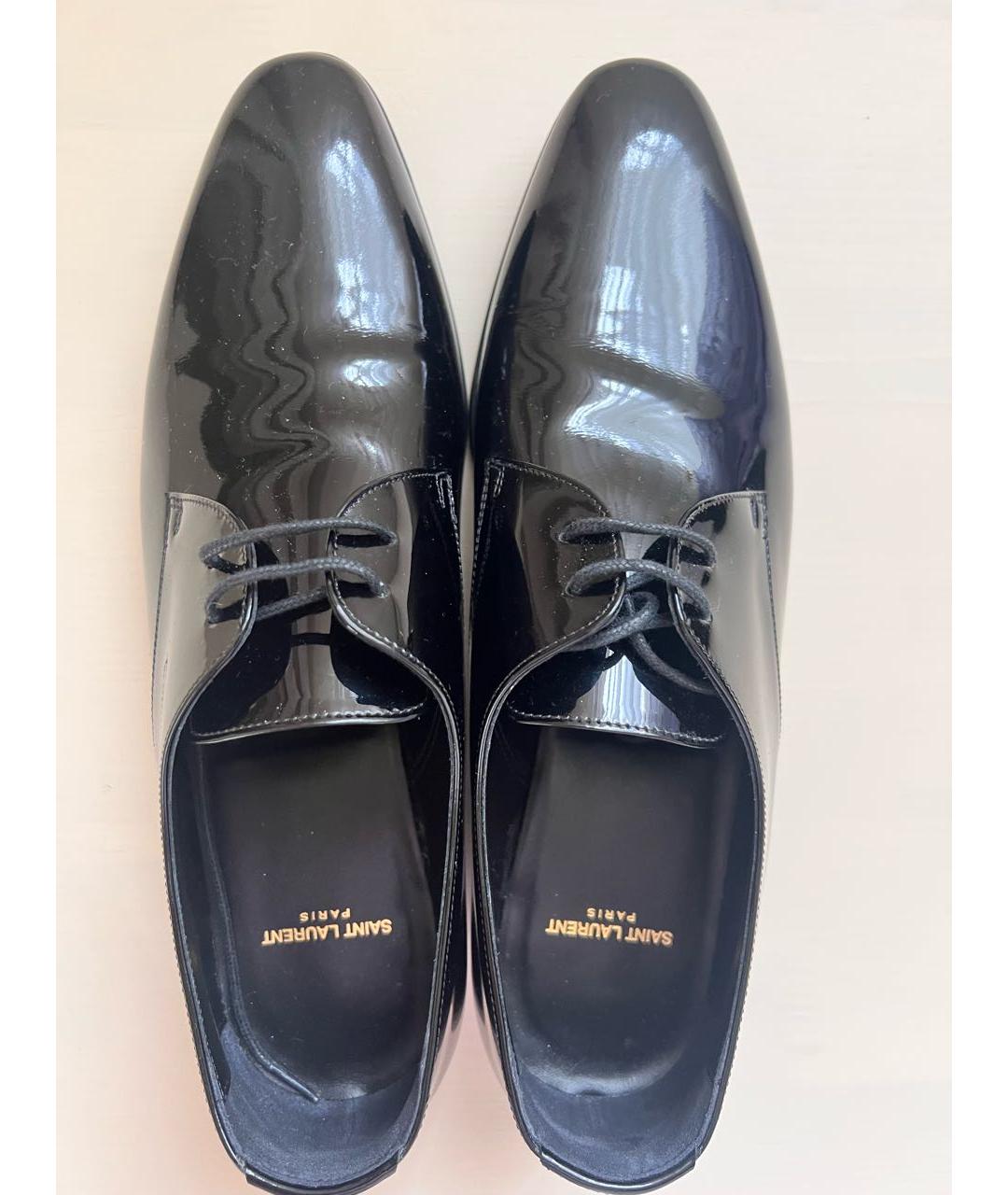 SAINT LAURENT Черные брогги и оксфорды из лакированной кожи, фото 3