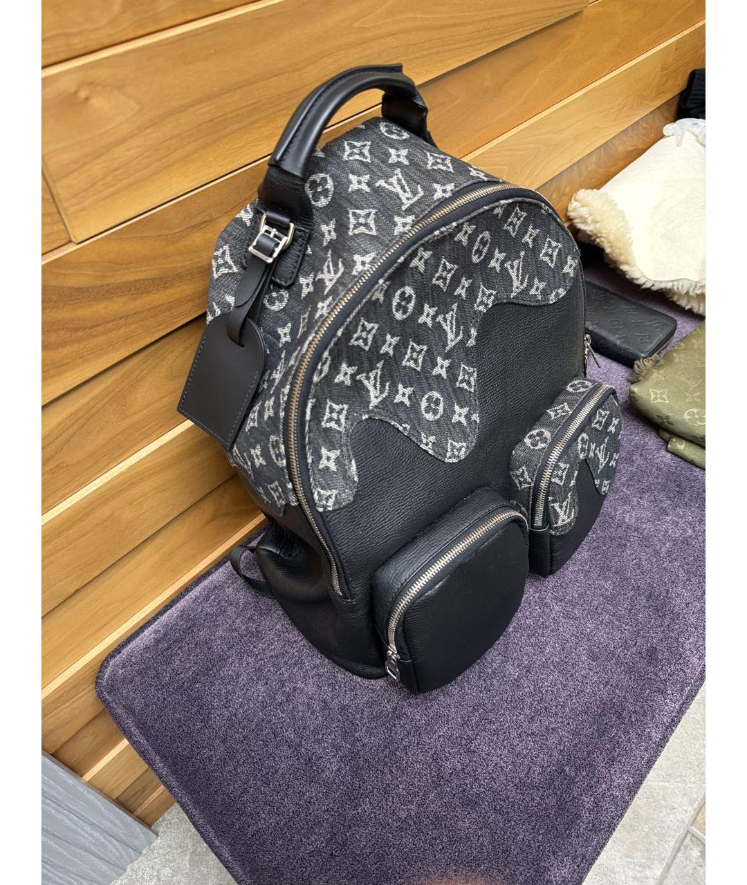 LOUIS VUITTON Темно-синий кожаный рюкзак, фото 2