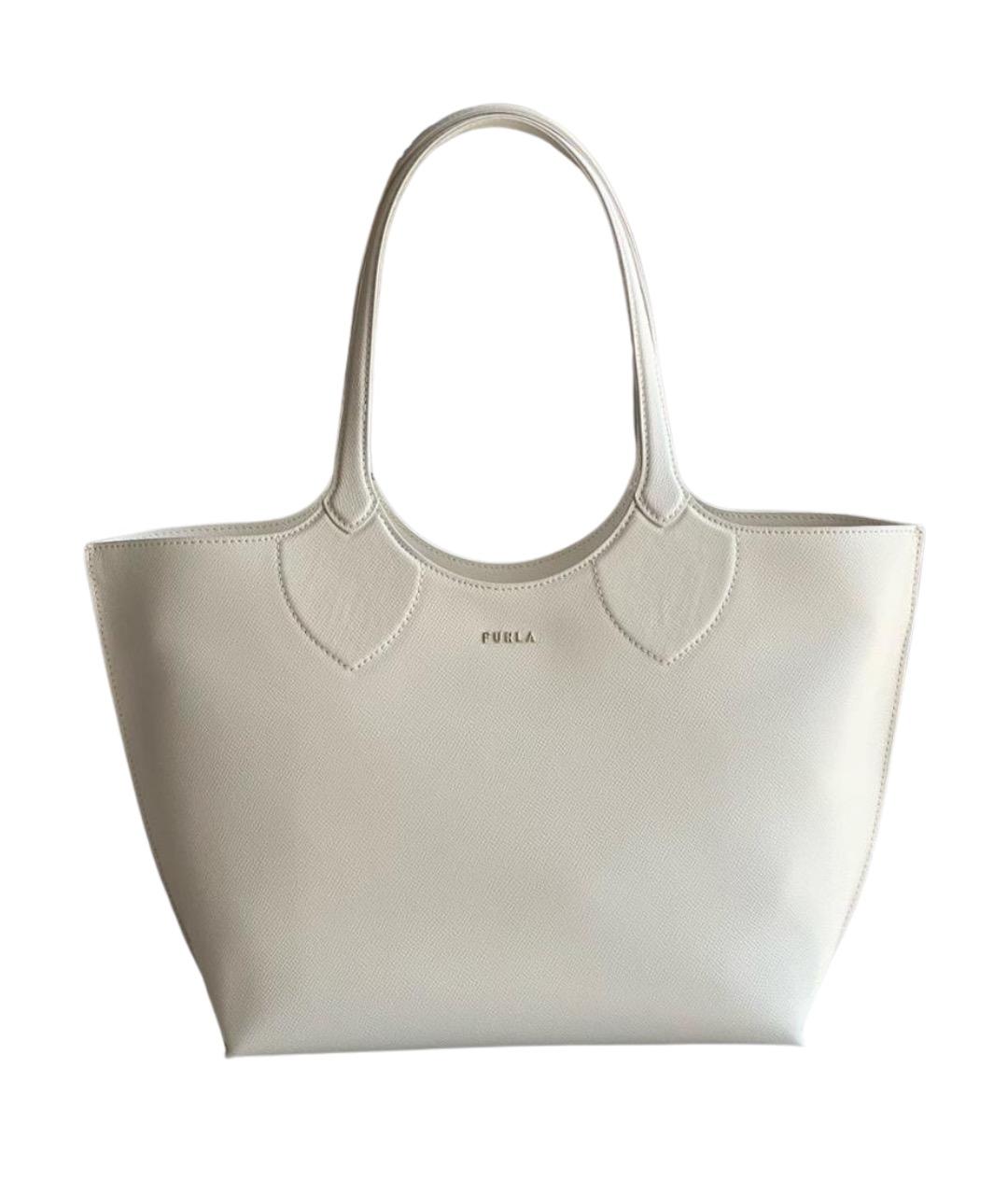 FURLA Белая кожаная сумка тоут, фото 1