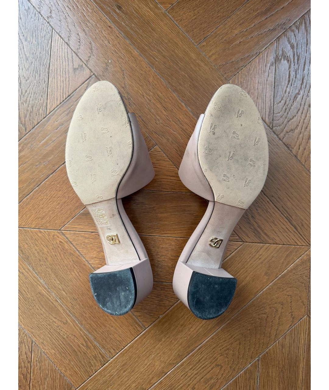 DOLCE&GABBANA Бежевые кожаные мюли, фото 4