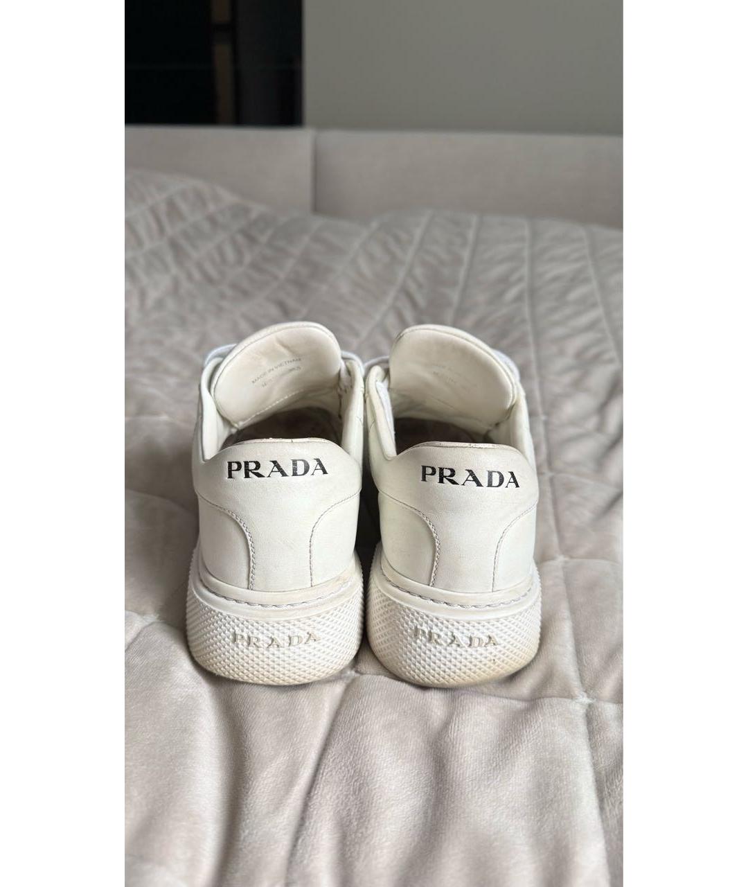 PRADA Белые кожаные кеды, фото 4