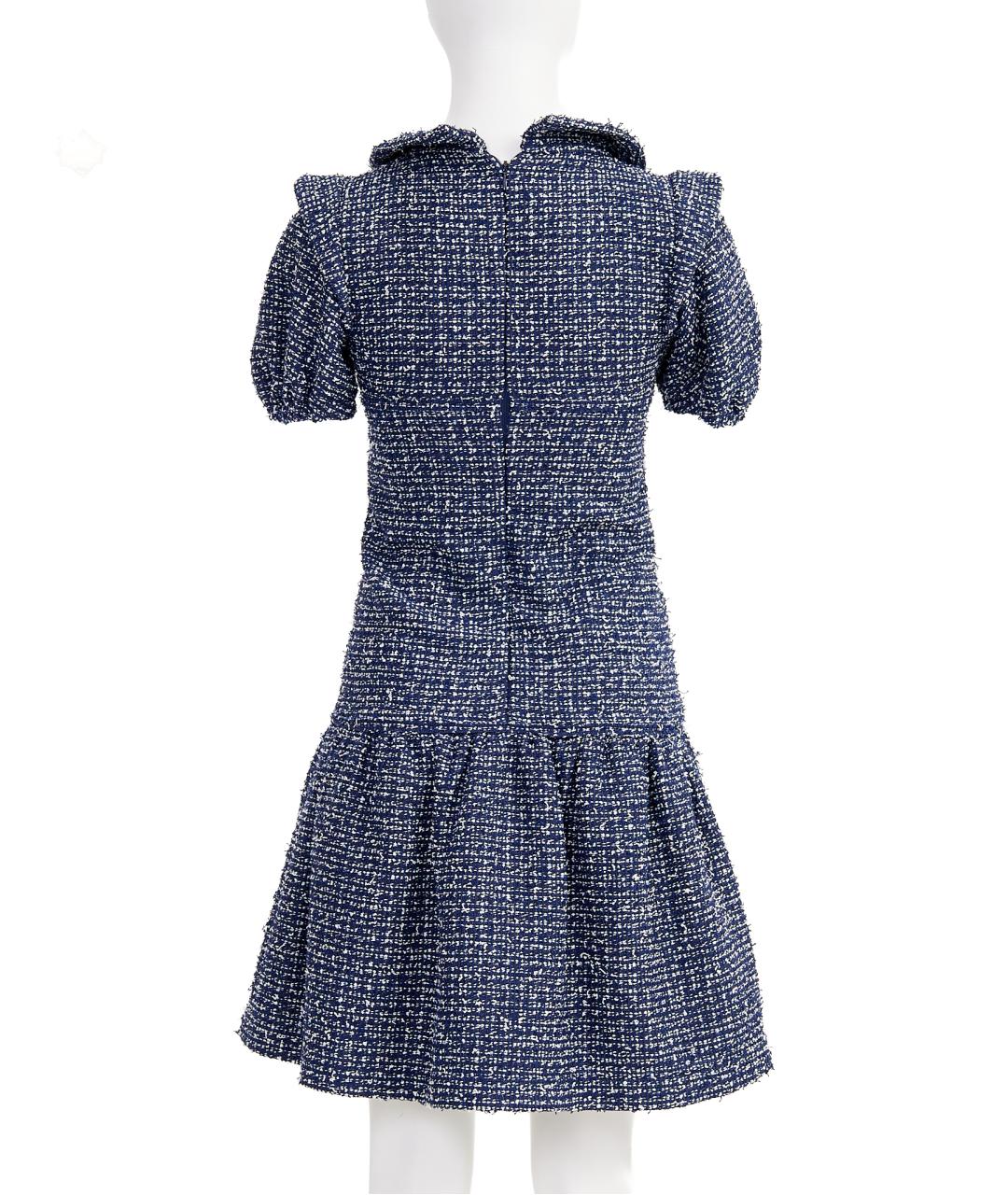 CHANEL Синее твидовое повседневное платье, фото 4