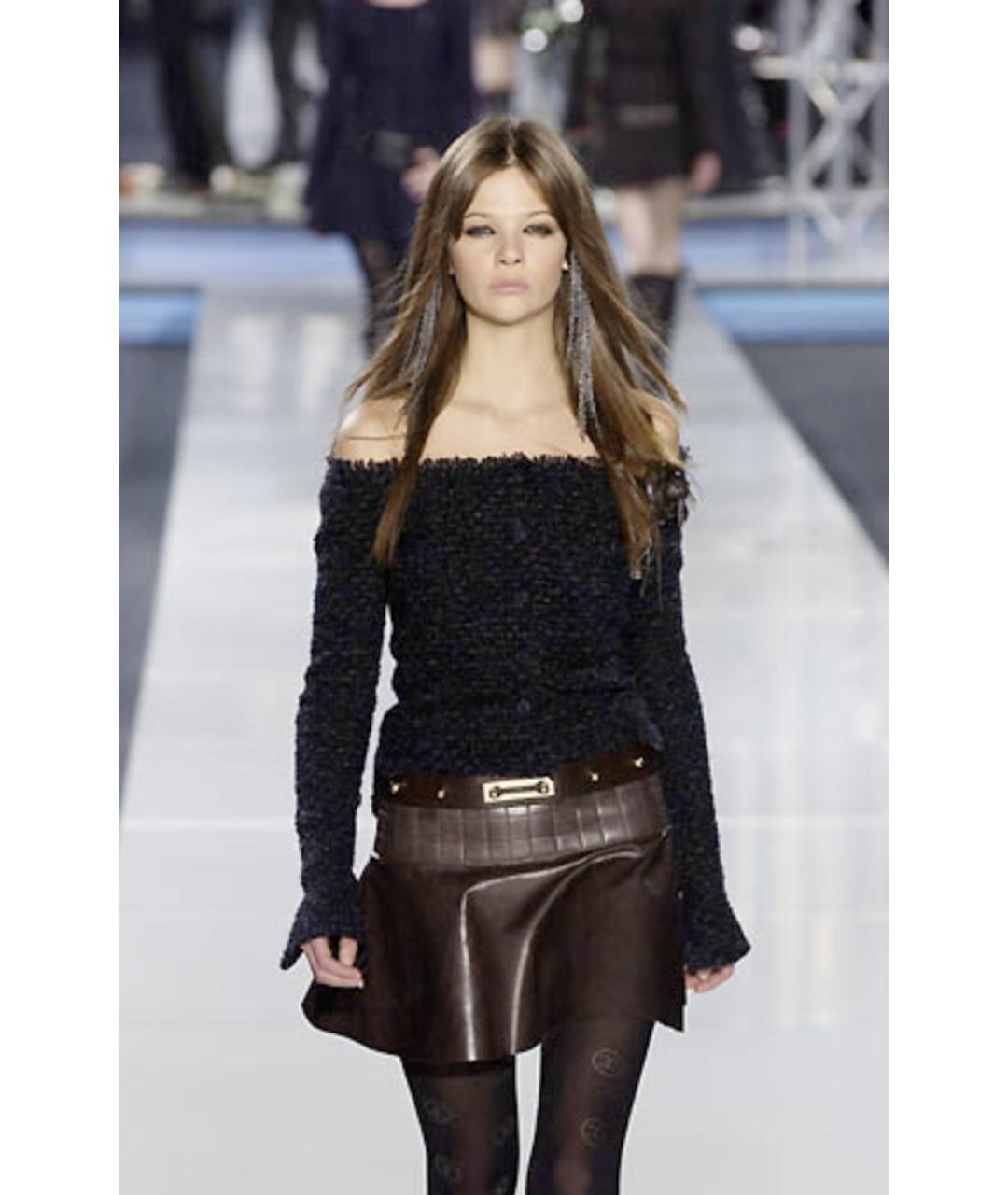 CHANEL Коричневая кожаная юбка мини, фото 2