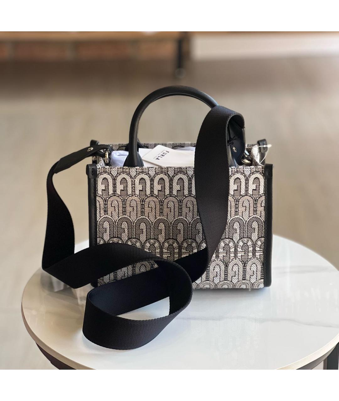 FURLA Бежевая жаккардовая сумка с короткими ручками, фото 3