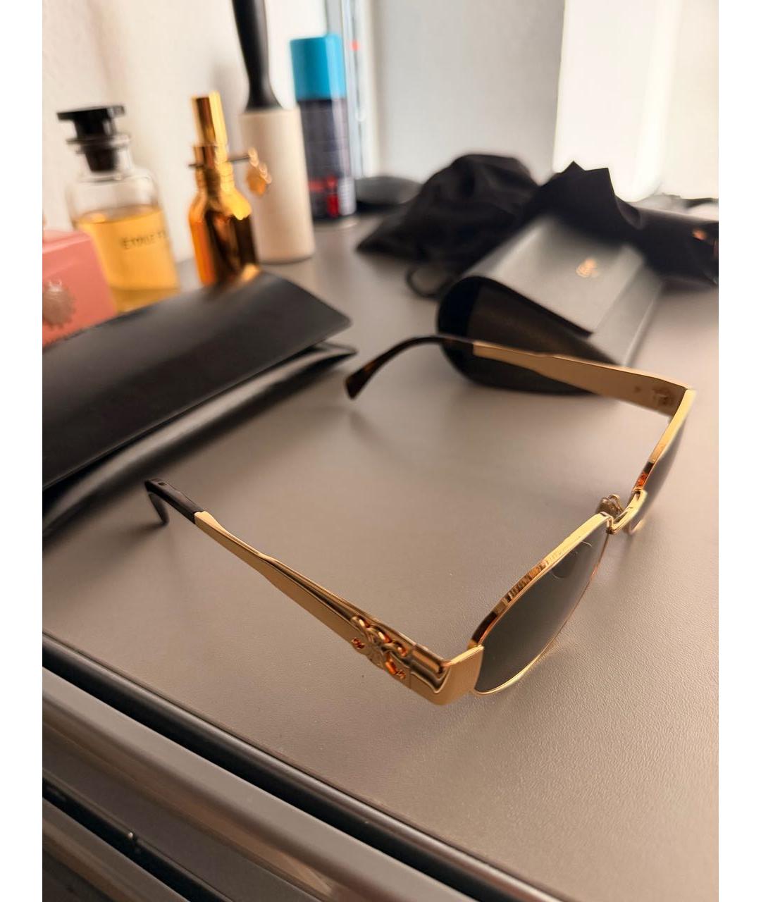 CELINE Золотые металлические солнцезащитные очки, фото 2
