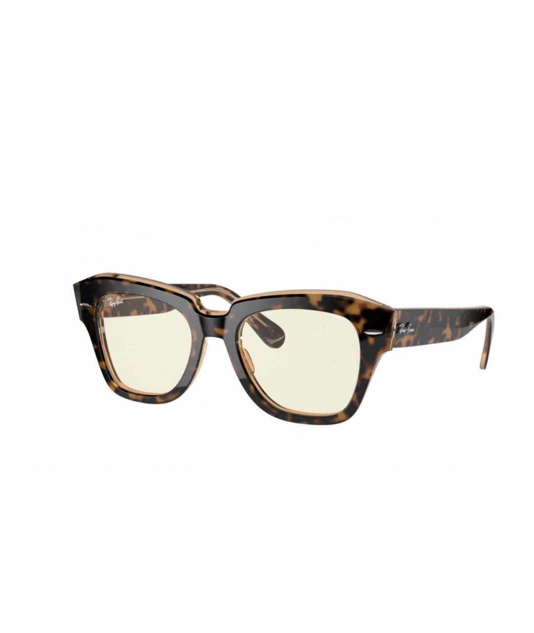 RAY BAN Коричневые пластиковые солнцезащитные очки, фото 8