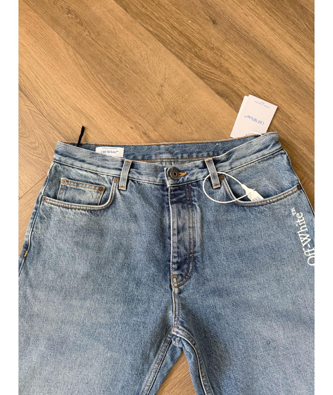 OFF-WHITE Синие хлопковые джинсы скинни, фото 3