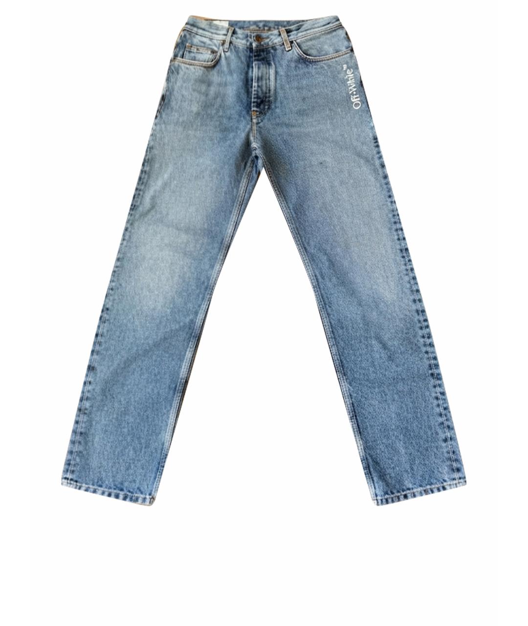 OFF-WHITE Синие хлопковые джинсы скинни, фото 1