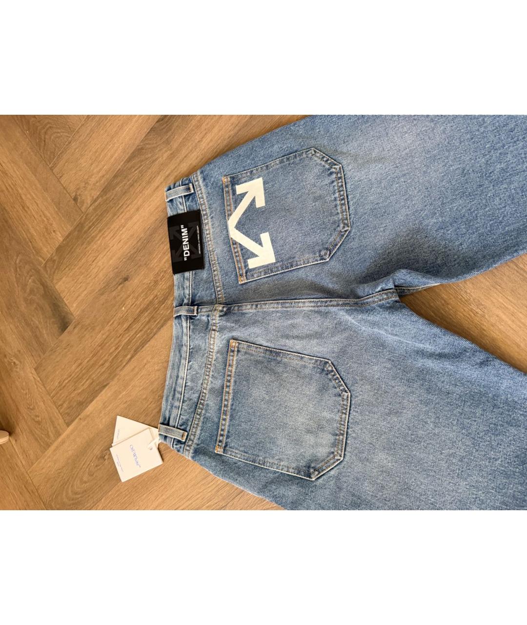 OFF-WHITE Синие хлопковые джинсы скинни, фото 4