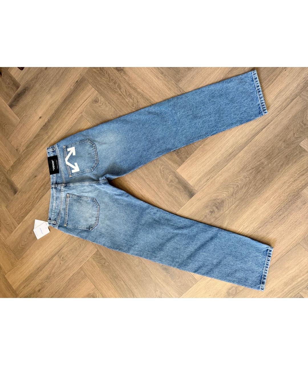 OFF-WHITE Синие хлопковые джинсы скинни, фото 2