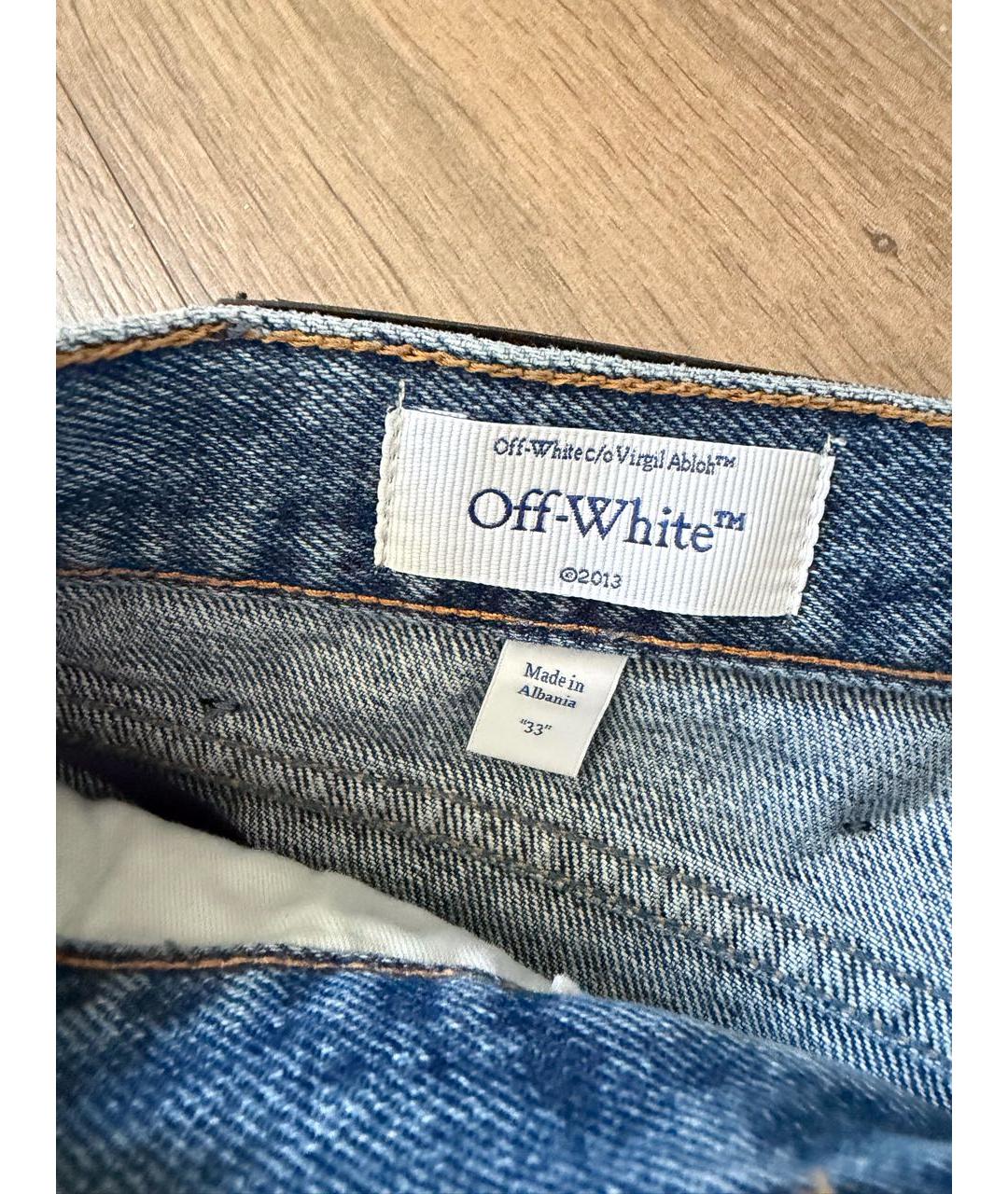 OFF-WHITE Синие хлопковые джинсы скинни, фото 5