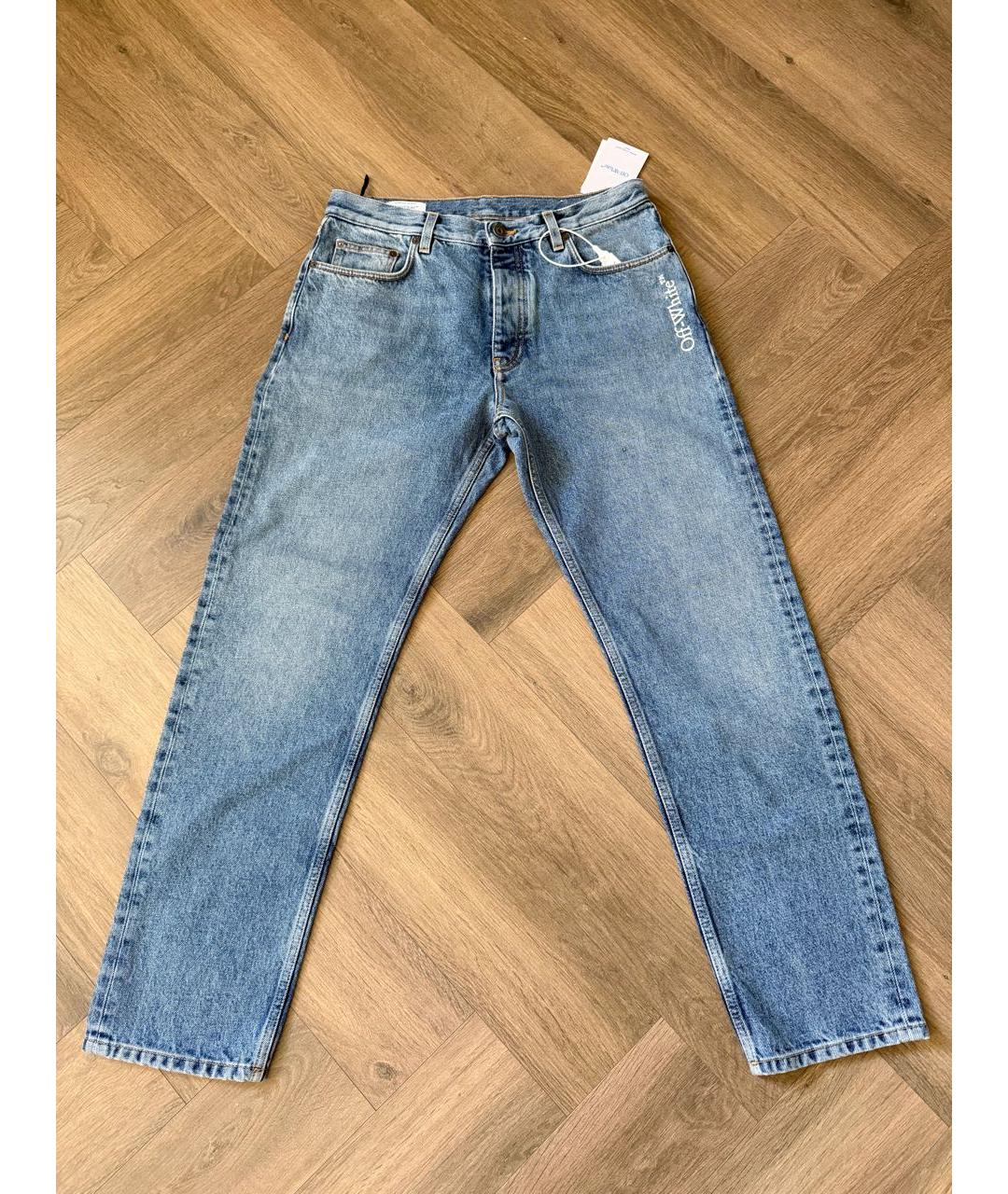 OFF-WHITE Синие хлопковые джинсы скинни, фото 6