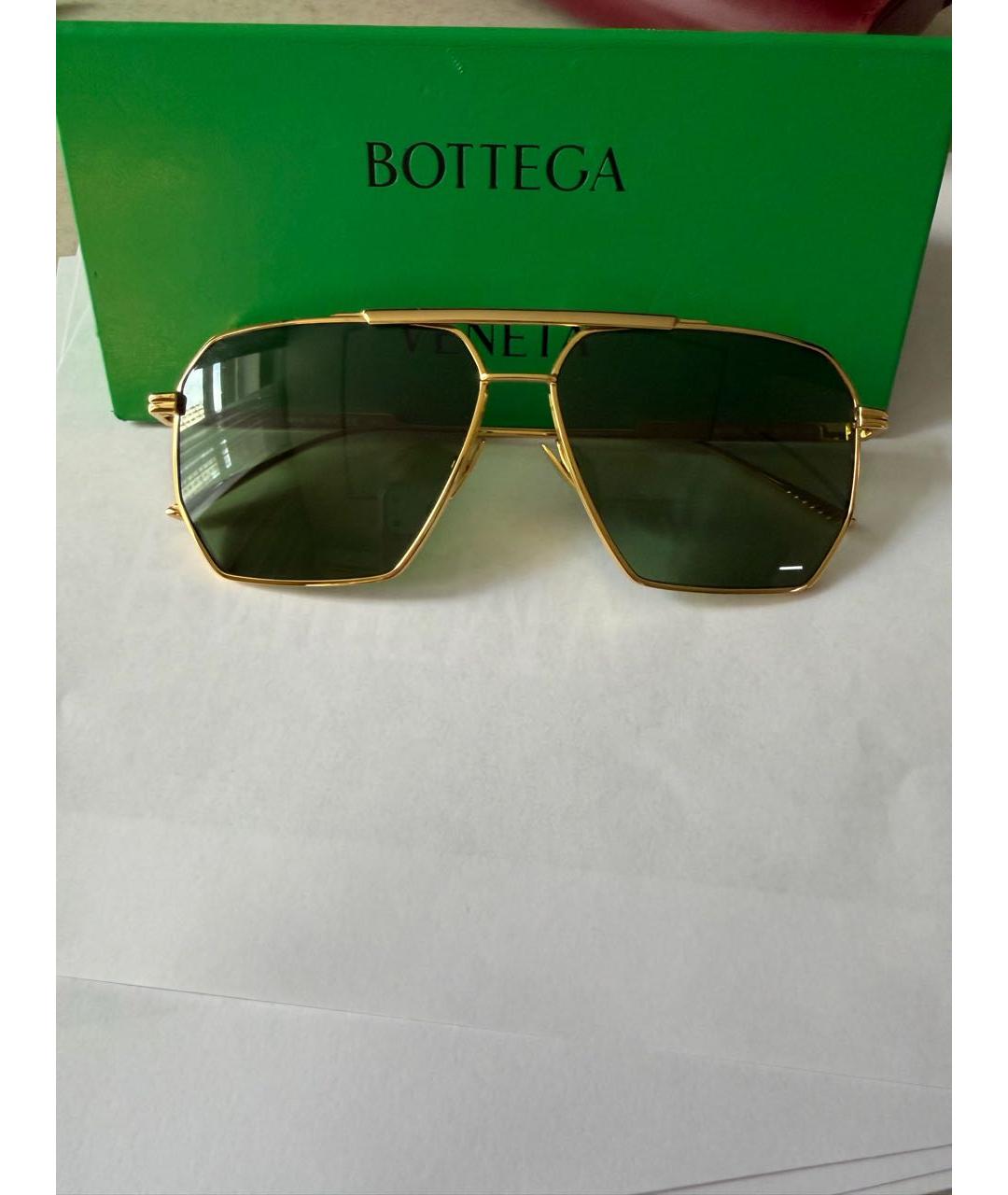 BOTTEGA VENETA Золотые металлические солнцезащитные очки, фото 4