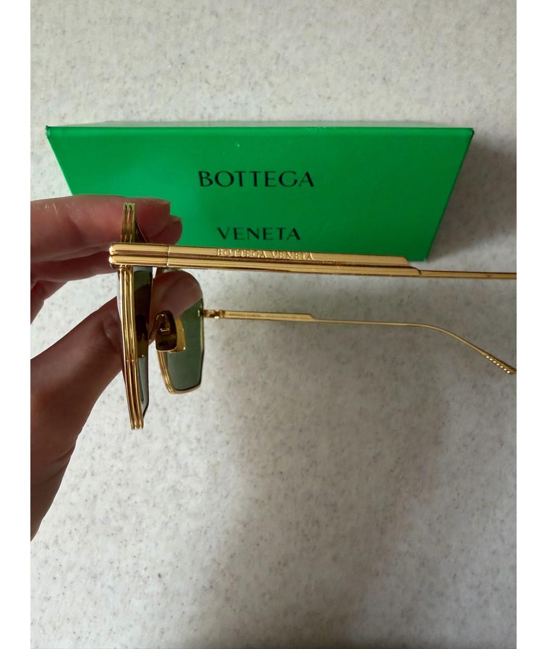 BOTTEGA VENETA Золотые металлические солнцезащитные очки, фото 2