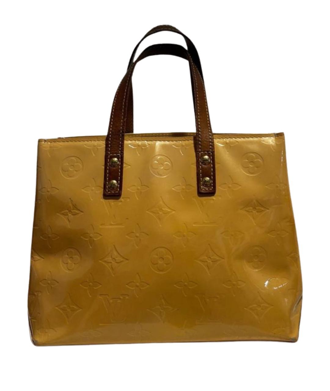 LOUIS VUITTON Желтая сумка с короткими ручками из лакированной кожи, фото 1