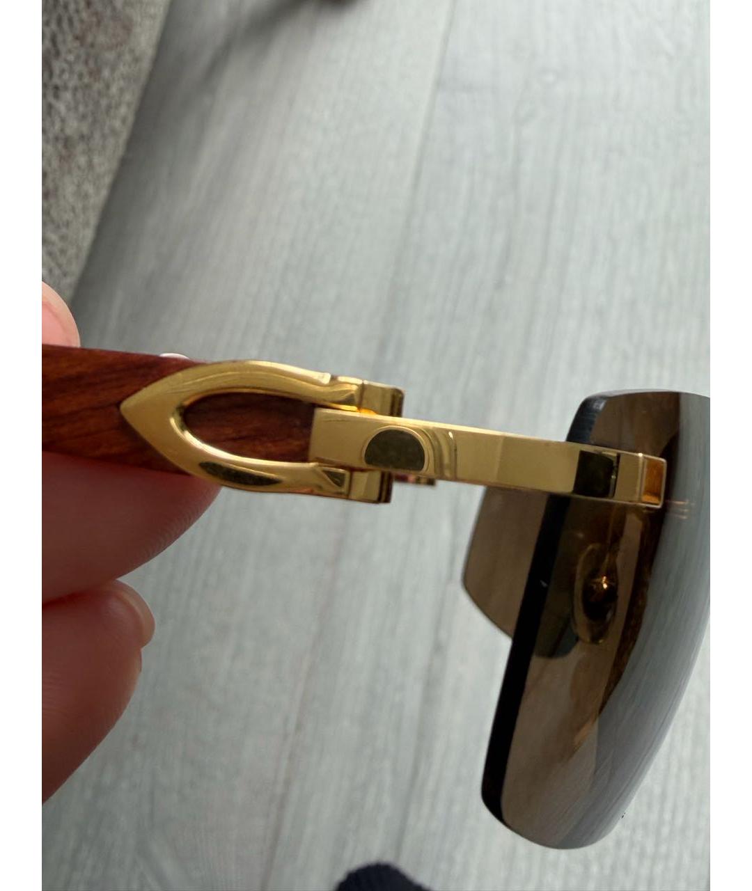 CARTIER Коричневые деревянные солнцезащитные очки, фото 3