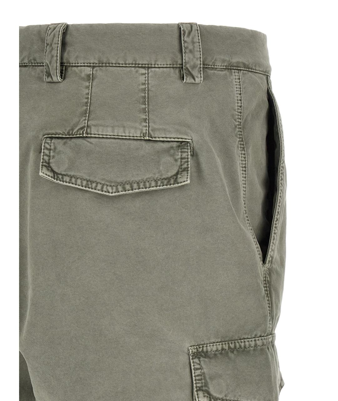 BRUNELLO CUCINELLI Зеленые хлопковые повседневные брюки, фото 4