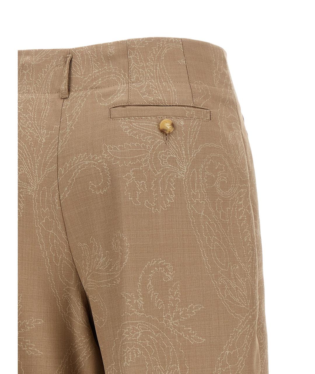 ETRO Бежевые шерстяные прямые брюки, фото 4