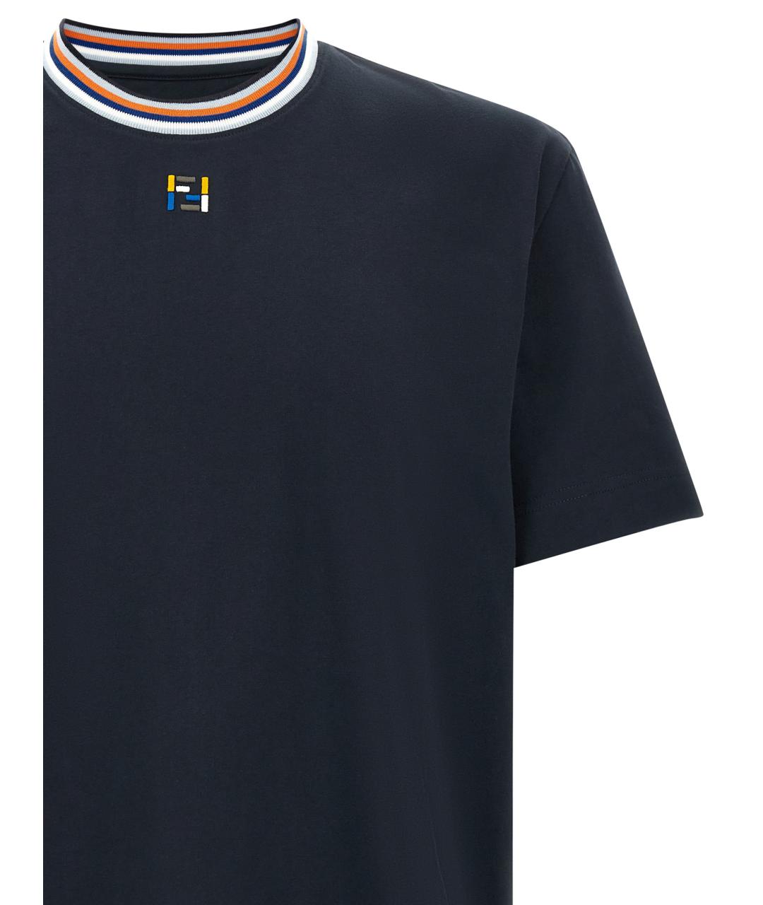 FENDI Синяя хлопковая футболка, фото 3