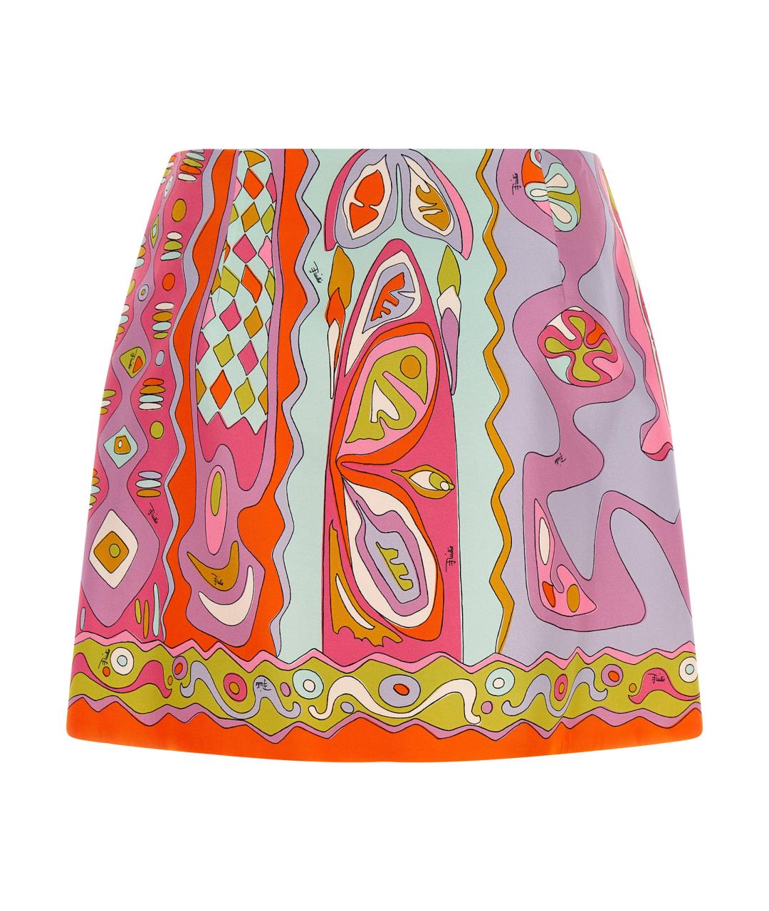 EMILIO PUCCI Мульти шелковая юбка мини, фото 2