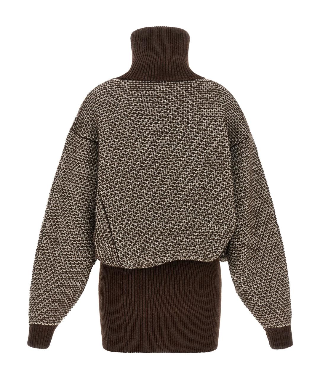 MM6 MAISON MARGIELA Коричневое шерстяное платье, фото 3
