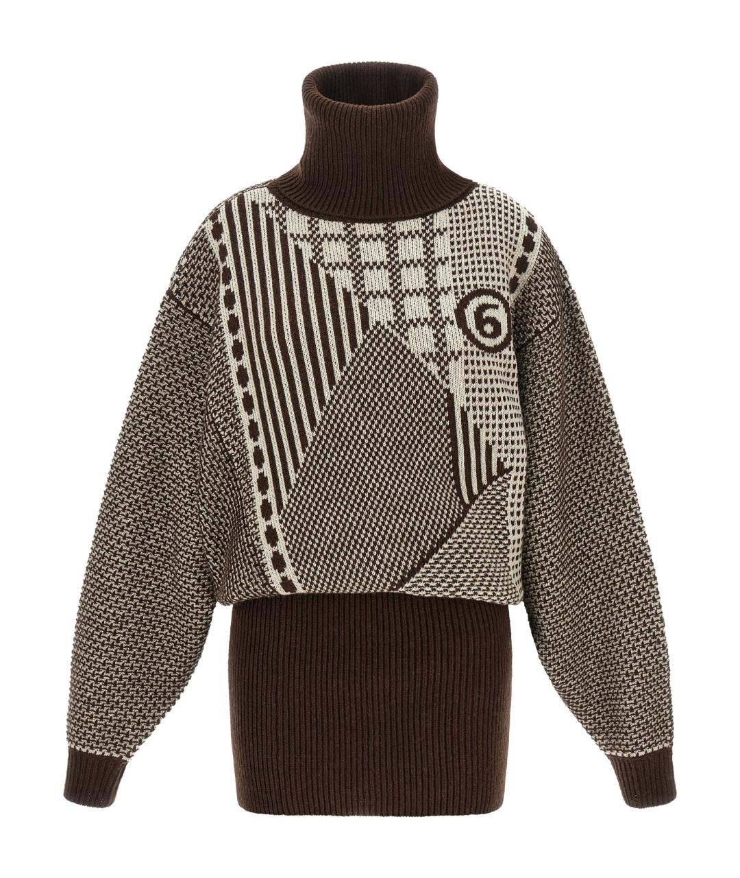 MM6 MAISON MARGIELA Коричневое шерстяное платье, фото 1
