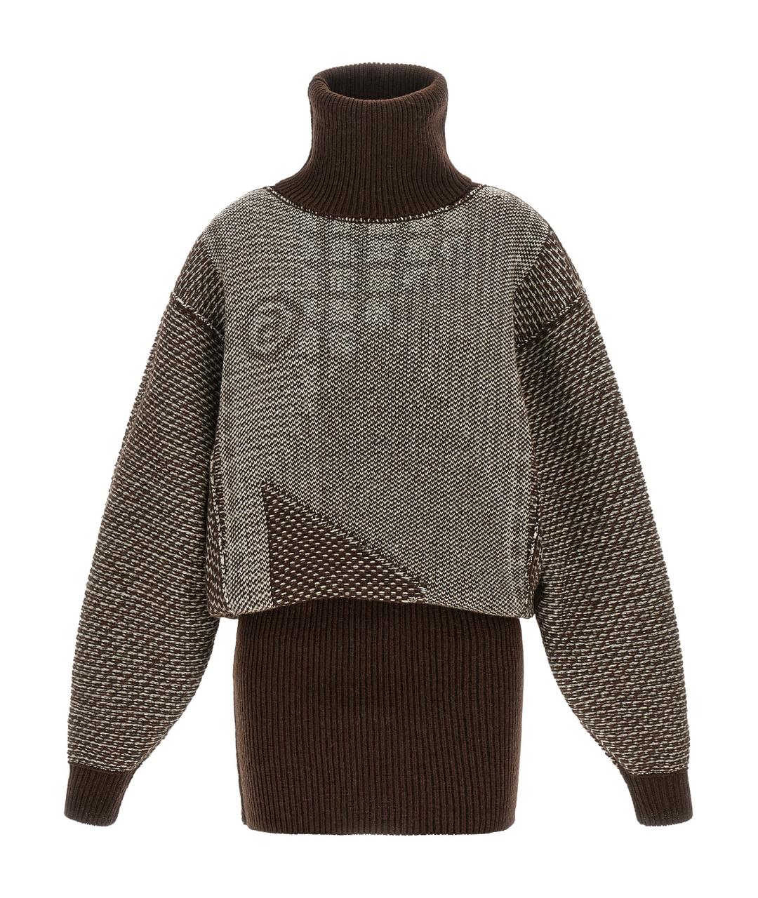 MM6 MAISON MARGIELA Коричневое шерстяное платье, фото 2