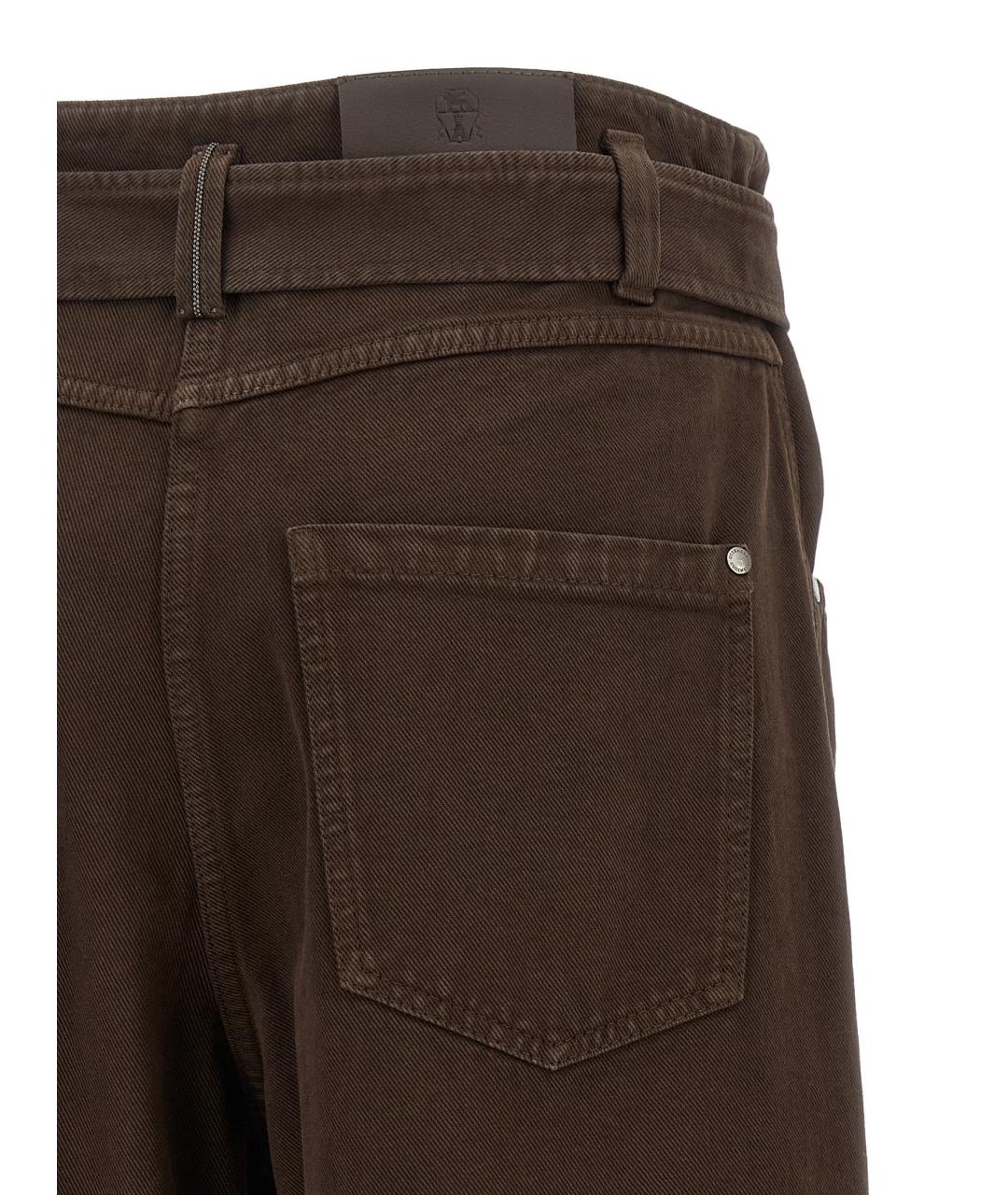 BRUNELLO CUCINELLI Коричневые хлопковые прямые джинсы, фото 4