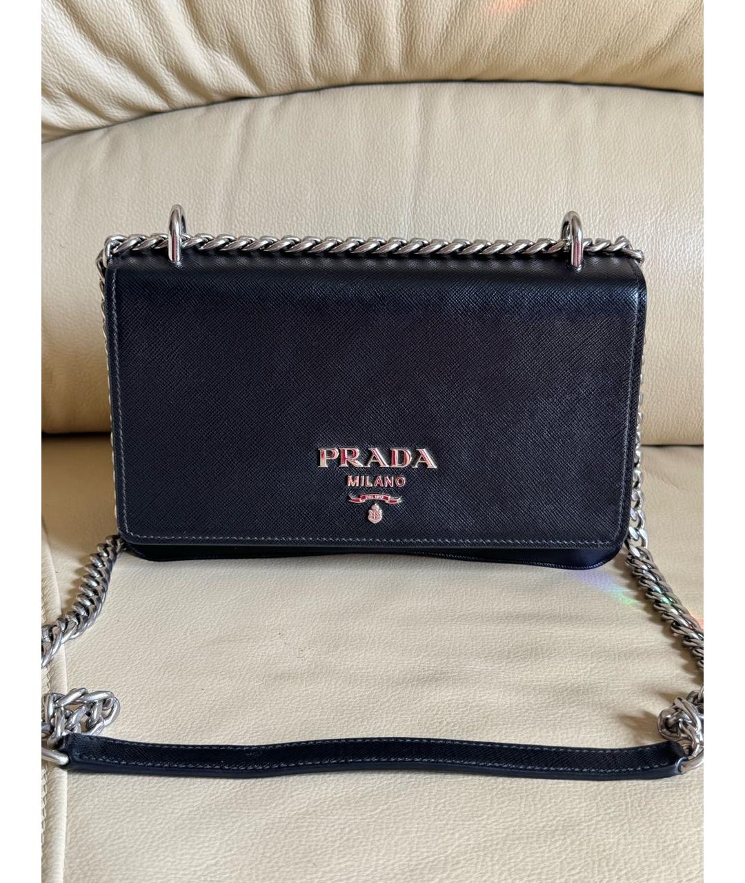 PRADA Черная кожаная сумка через плечо, фото 8