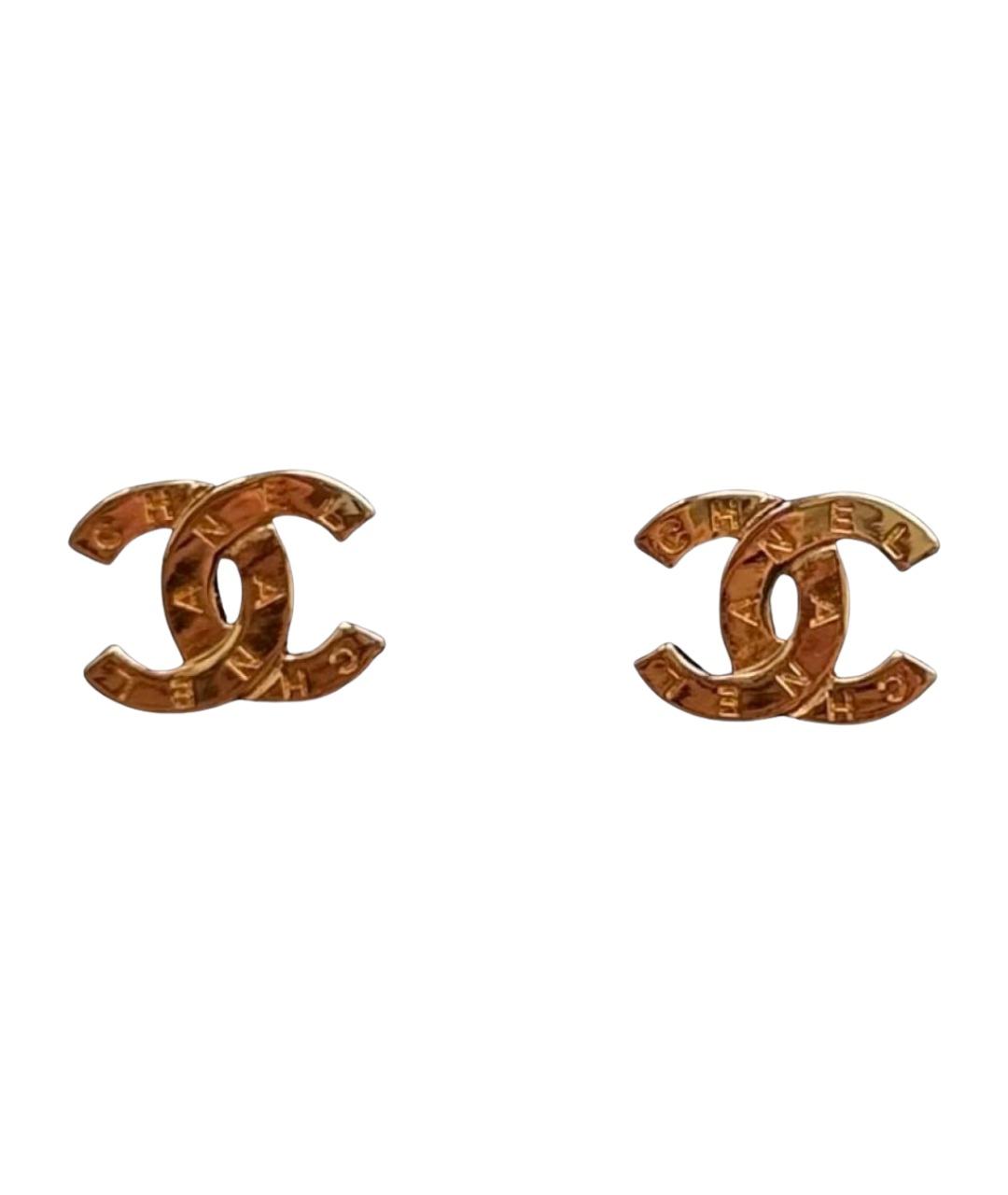 CHANEL Золотые металлические серьги, фото 1