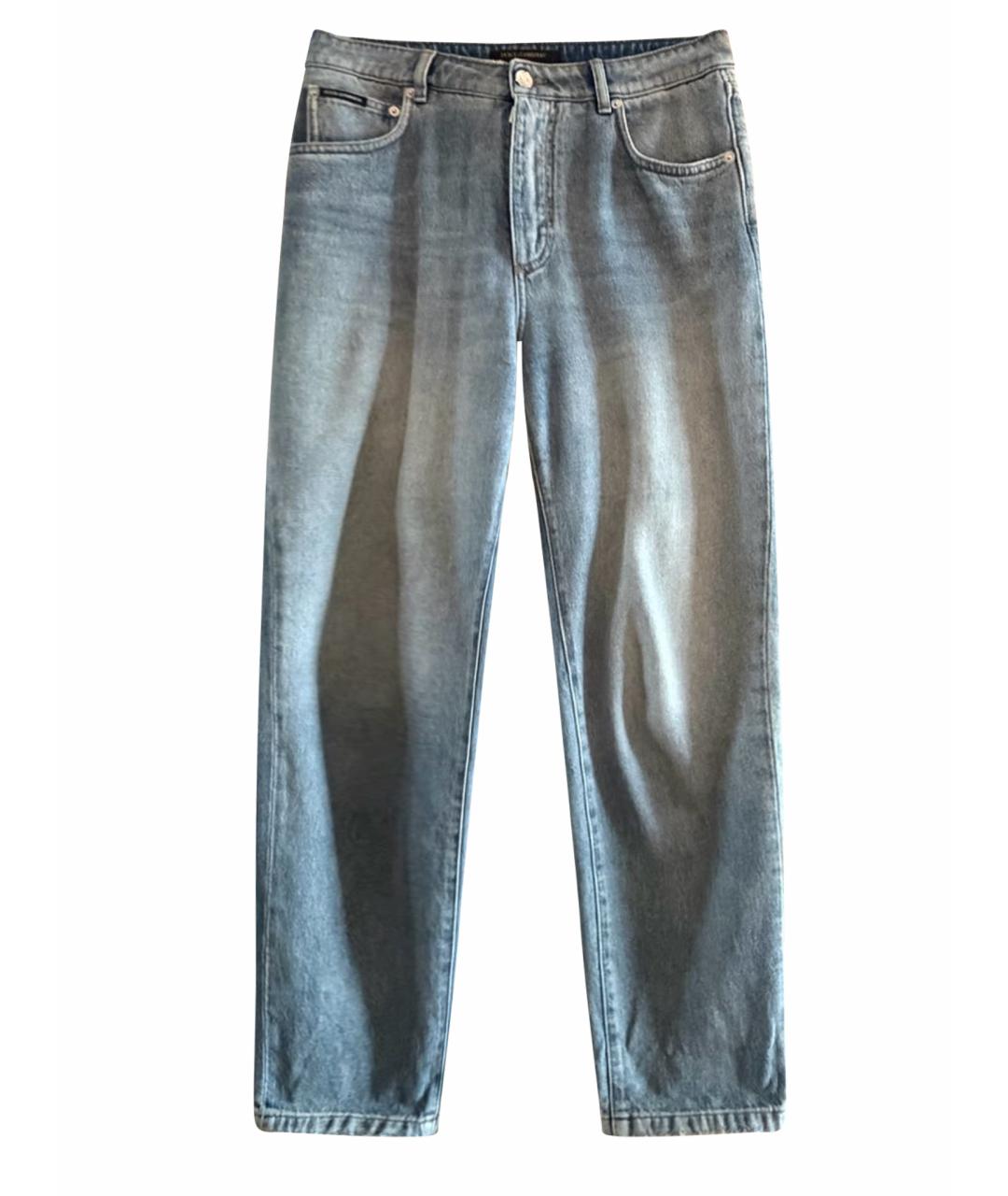 DOLCE&GABBANA Голубые хлопковые прямые джинсы, фото 1