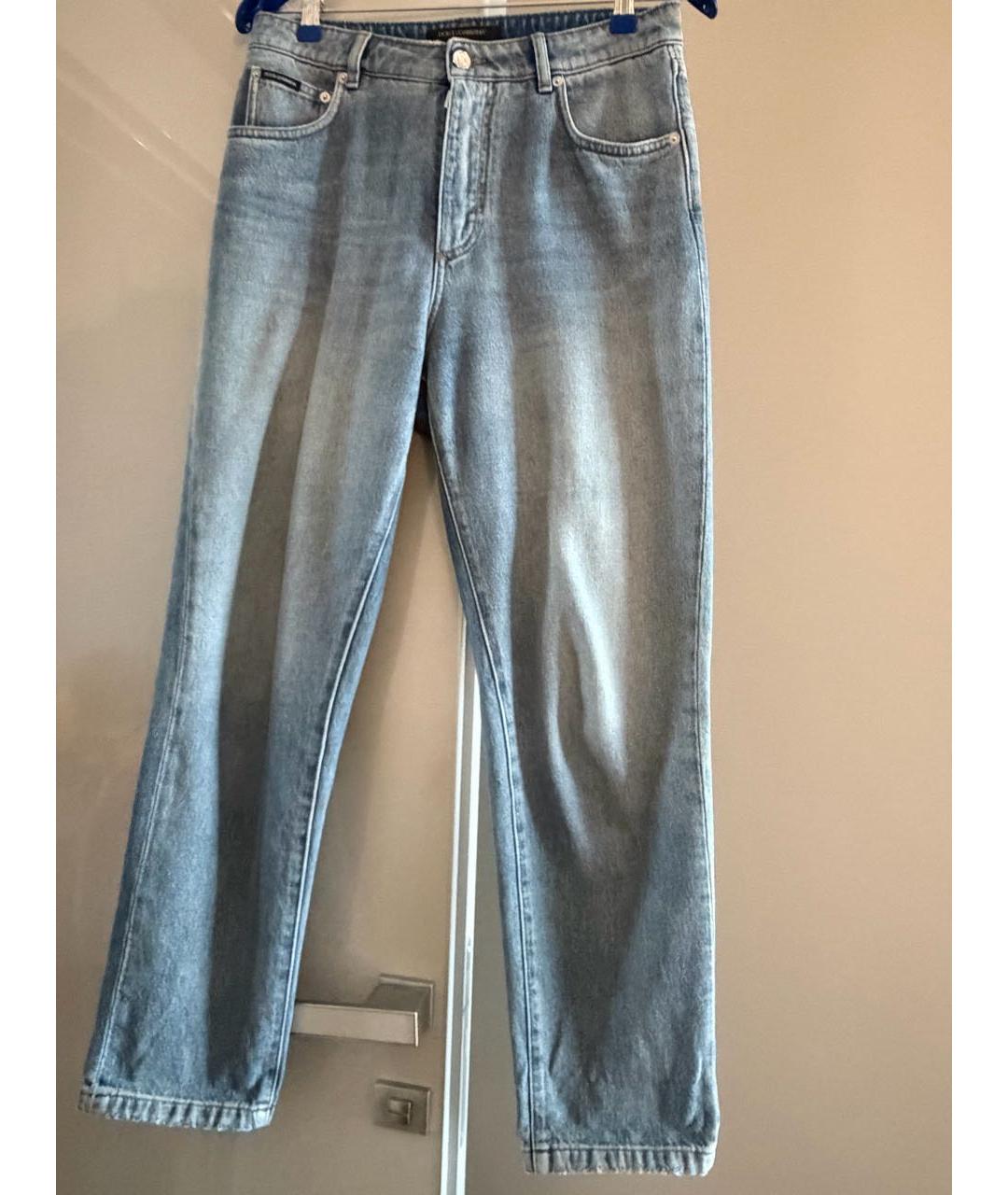 DOLCE&GABBANA Голубые хлопковые прямые джинсы, фото 6