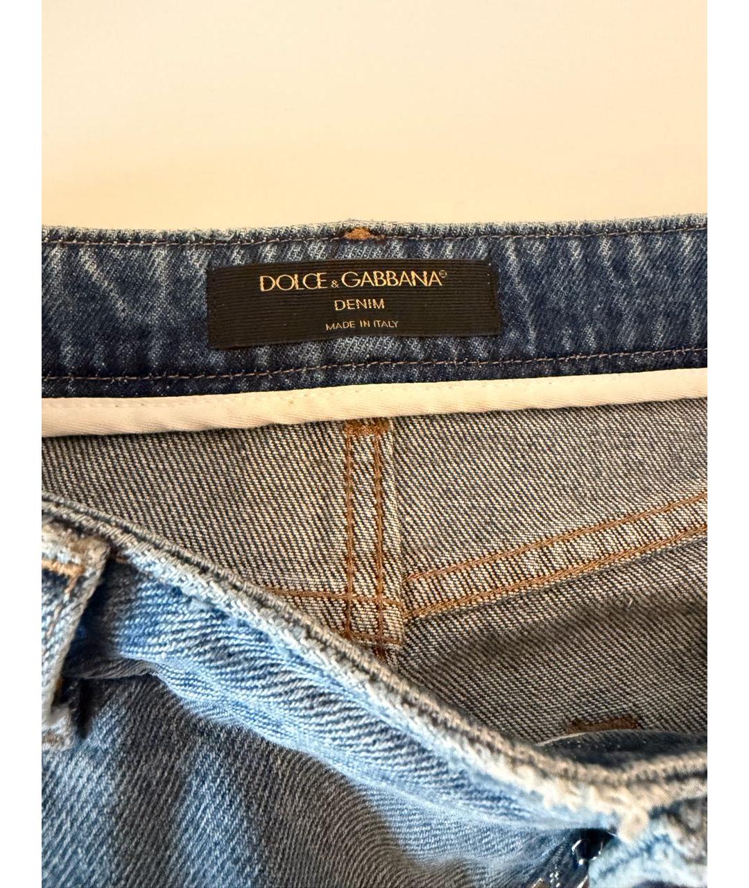 DOLCE&GABBANA Голубые хлопковые прямые джинсы, фото 3