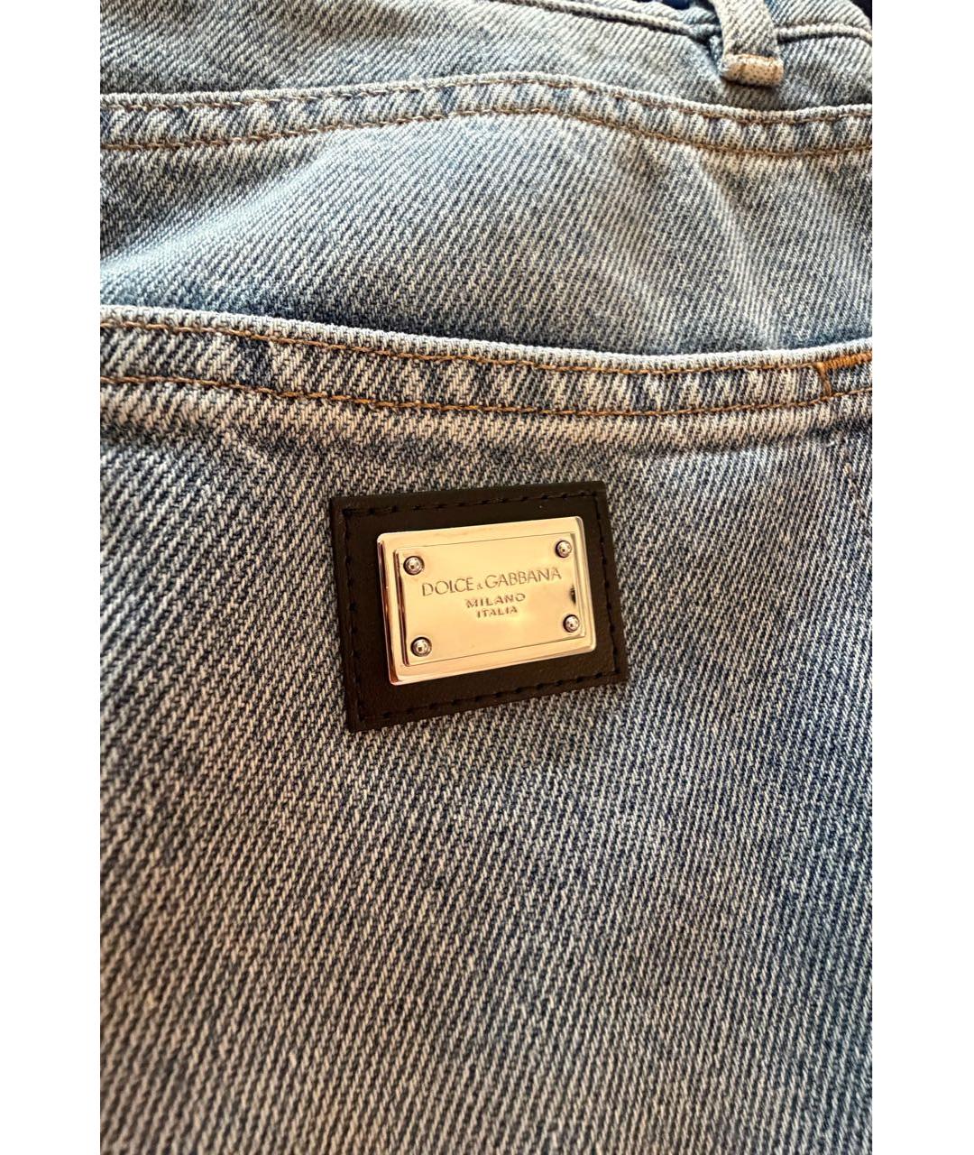 DOLCE&GABBANA Голубые хлопковые прямые джинсы, фото 5