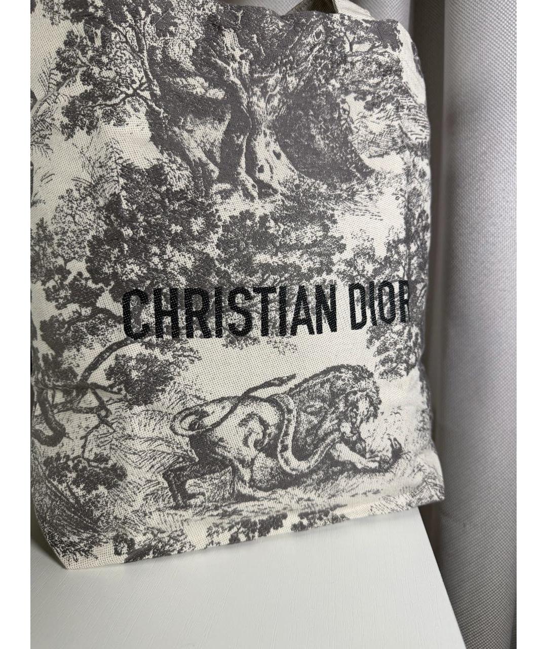 CHRISTIAN DIOR Серая жаккардовая сумка тоут, фото 2