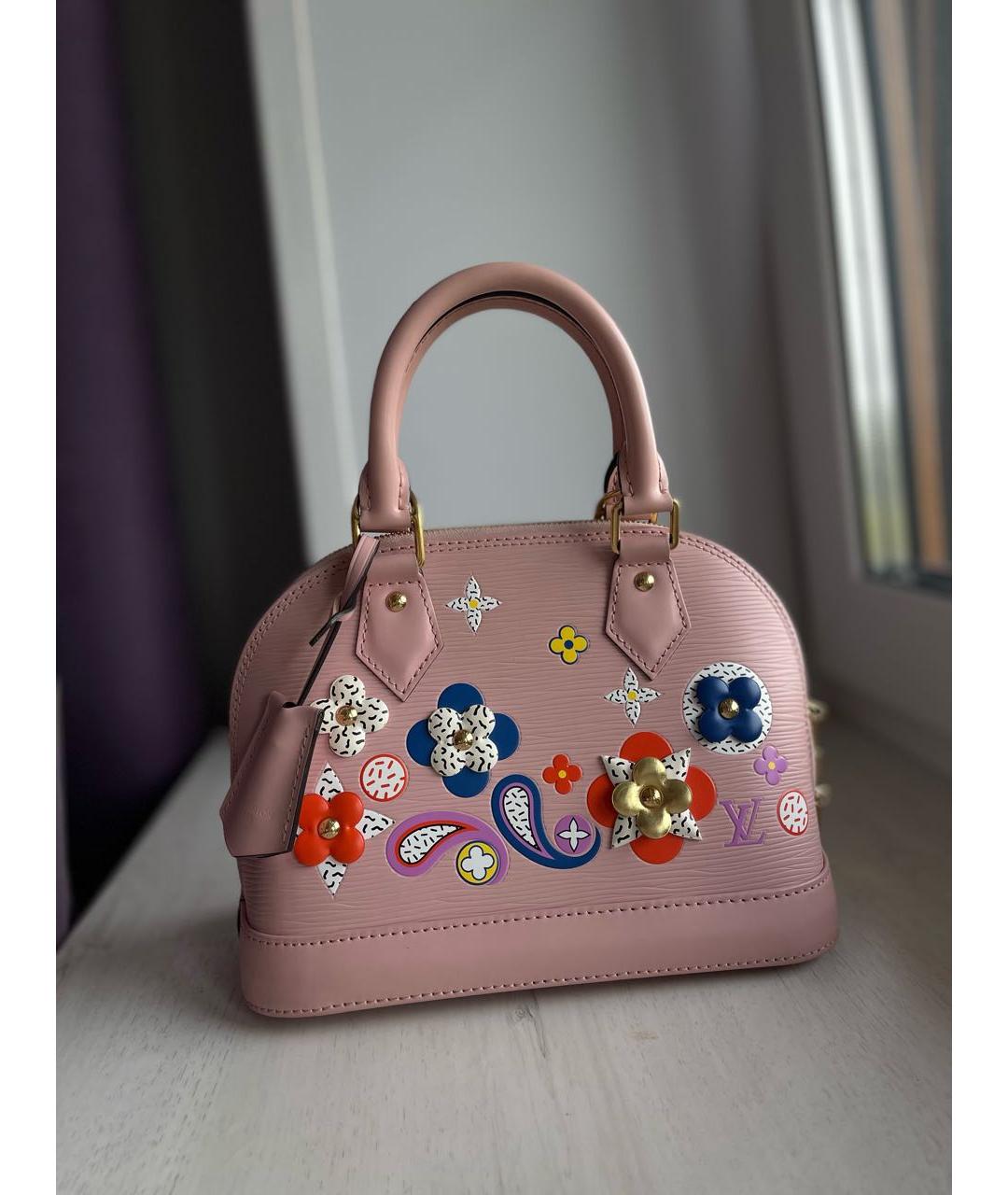 LOUIS VUITTON Розовая кожаная сумка с короткими ручками, фото 9