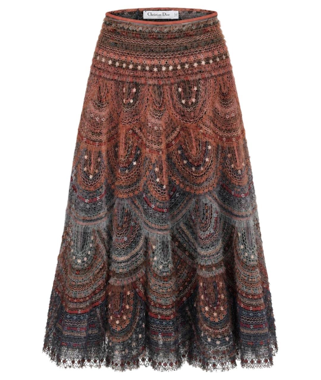 CHRISTIAN DIOR Синяя шелковая юбка миди, фото 1
