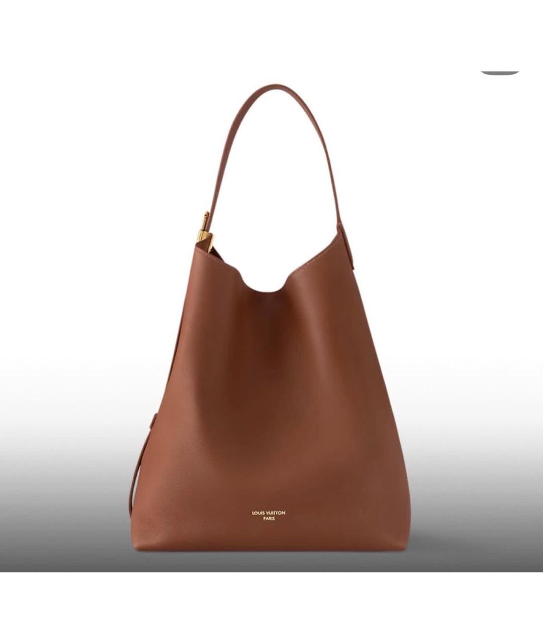 LOUIS VUITTON Коричневая кожаная сумка тоут, фото 9