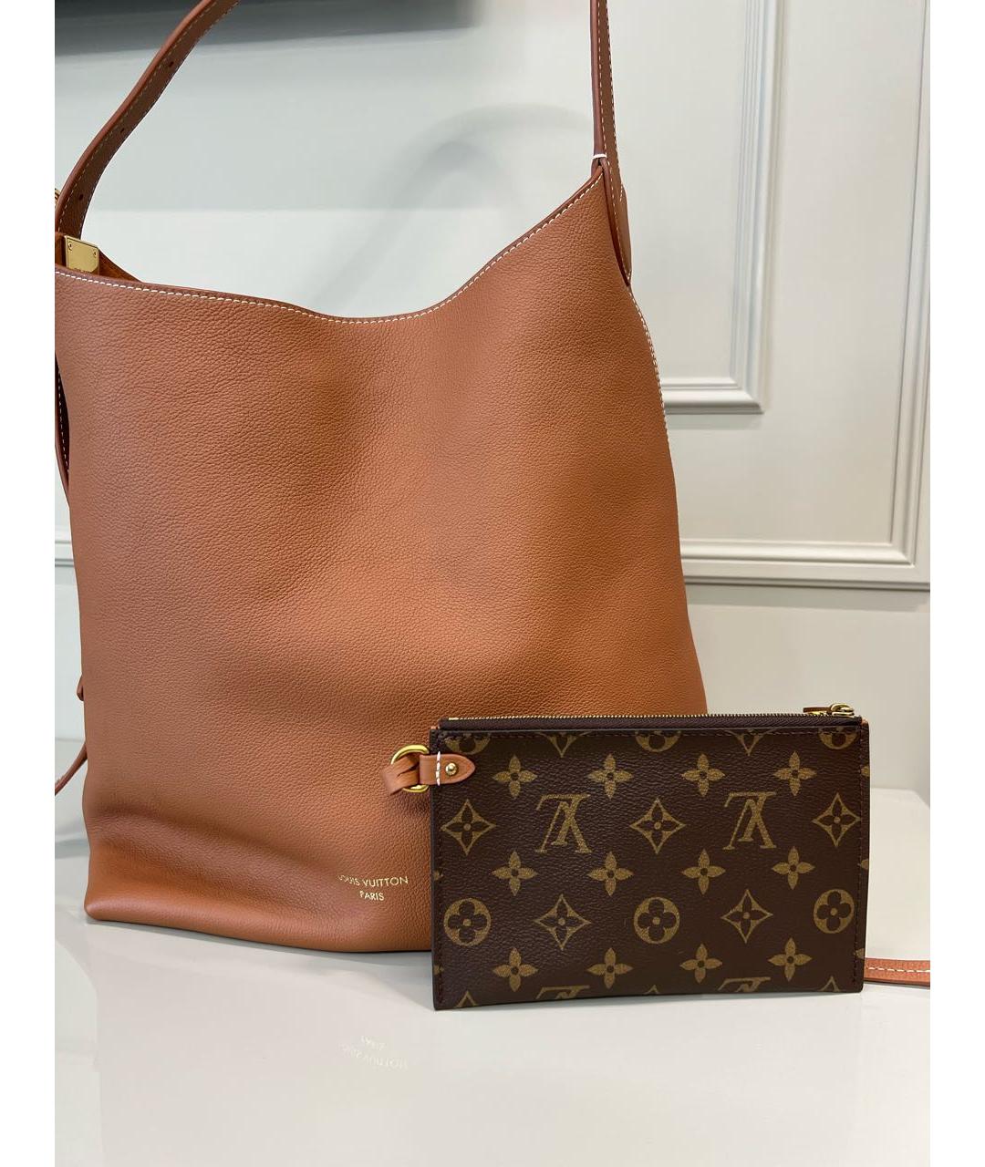LOUIS VUITTON Коричневая кожаная сумка тоут, фото 5