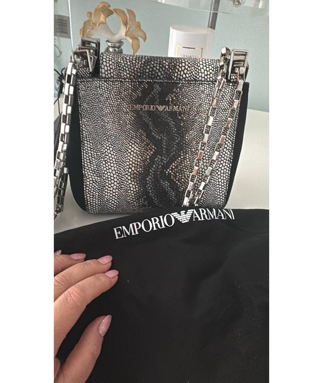 EMPORIO ARMANI Серая кожаная сумка через плечо, фото 3
